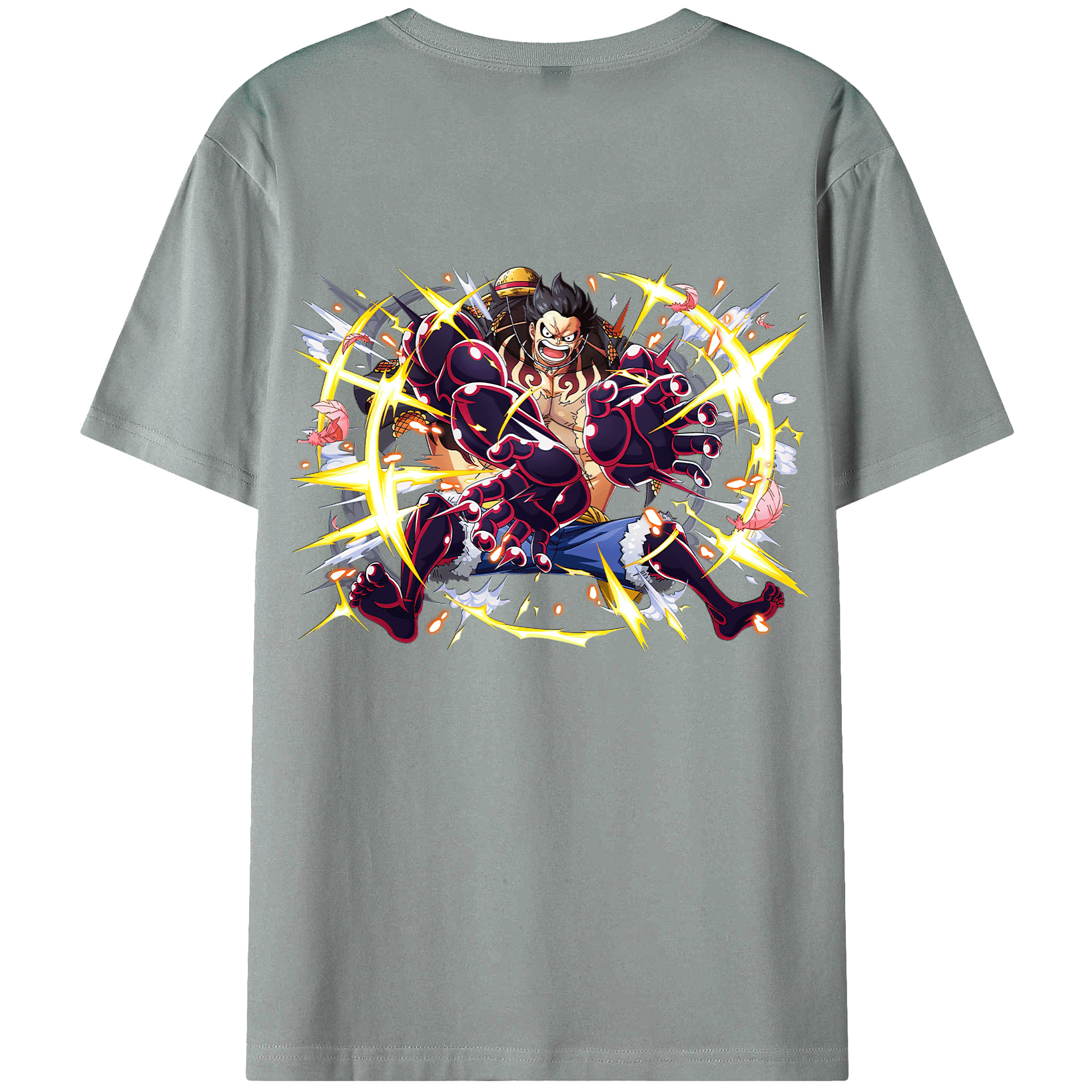 ワンピース モンキー・D・ルフィ ONE PIECE Monkey D. Luffy 綿100％ メンズ半袖Tシャツ（バックプリント） 通気性